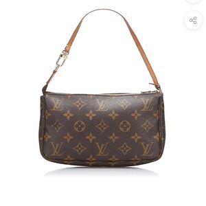 Authentic LOUIS VUITTON MONOGRAM POCHETTE SD0022 Brown Zip